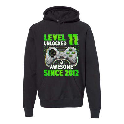 Level 11 Unlocked Video Game 11th Birthday Gamer Boys Premium Hoodie