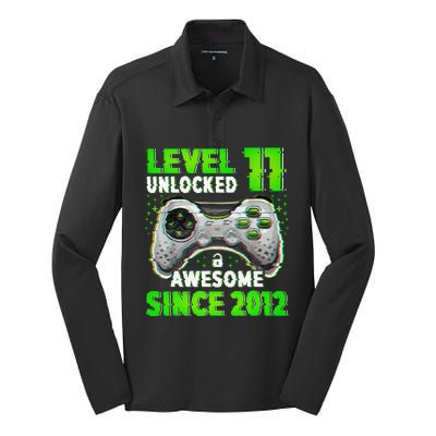 Level 11 Unlocked Video Game 11th Birthday Gamer Boys Silk Touch Performance Long Sleeve Polo