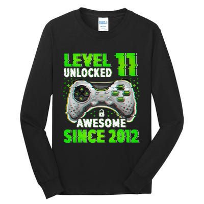 Level 11 Unlocked Video Game 11th Birthday Gamer Boys Tall Long Sleeve T-Shirt