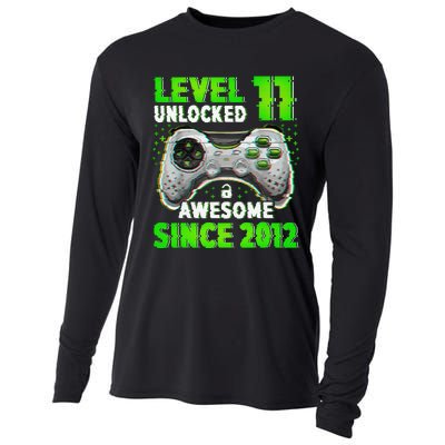 Level 11 Unlocked Video Game 11th Birthday Gamer Boys Cooling Performance Long Sleeve Crew