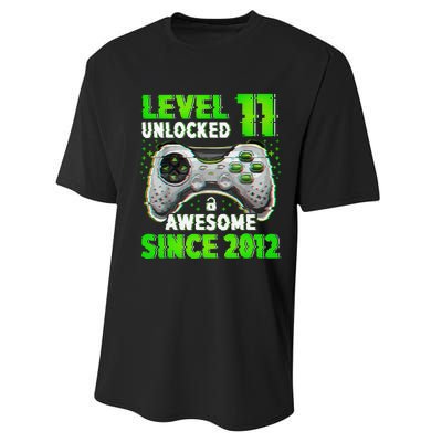 Level 11 Unlocked Video Game 11th Birthday Gamer Boys Performance Sprint T-Shirt