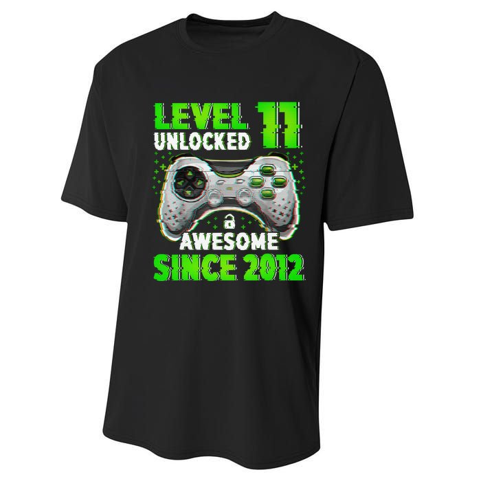 Level 11 Unlocked Video Game 11th Birthday Gamer Boys Performance Sprint T-Shirt