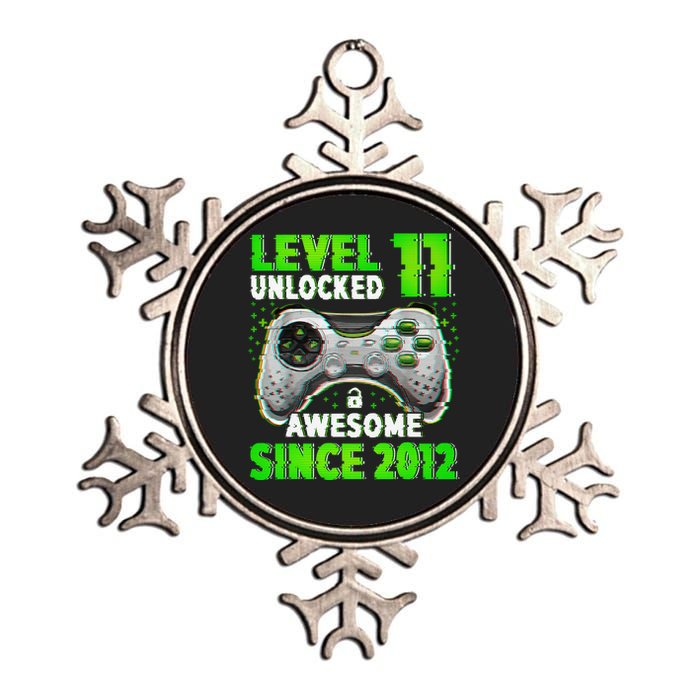 Level 11 Unlocked Video Game 11th Birthday Gamer Boys Metallic Star Ornament