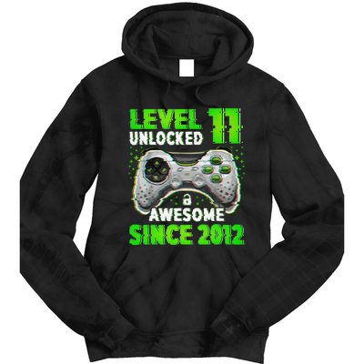 Level 11 Unlocked Video Game 11th Birthday Gamer Boys Tie Dye Hoodie