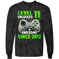 Level 11 Unlocked Video Game 11th Birthday Gamer Boys Tie-Dye Long Sleeve Shirt