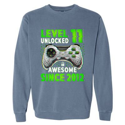 Level 11 Unlocked Video Game 11th Birthday Gamer Boys Garment-Dyed Sweatshirt