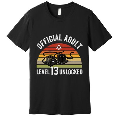 Level 13 Unlocked Adult 13th Jewish Bar Mitzvah Boy Premium T-Shirt