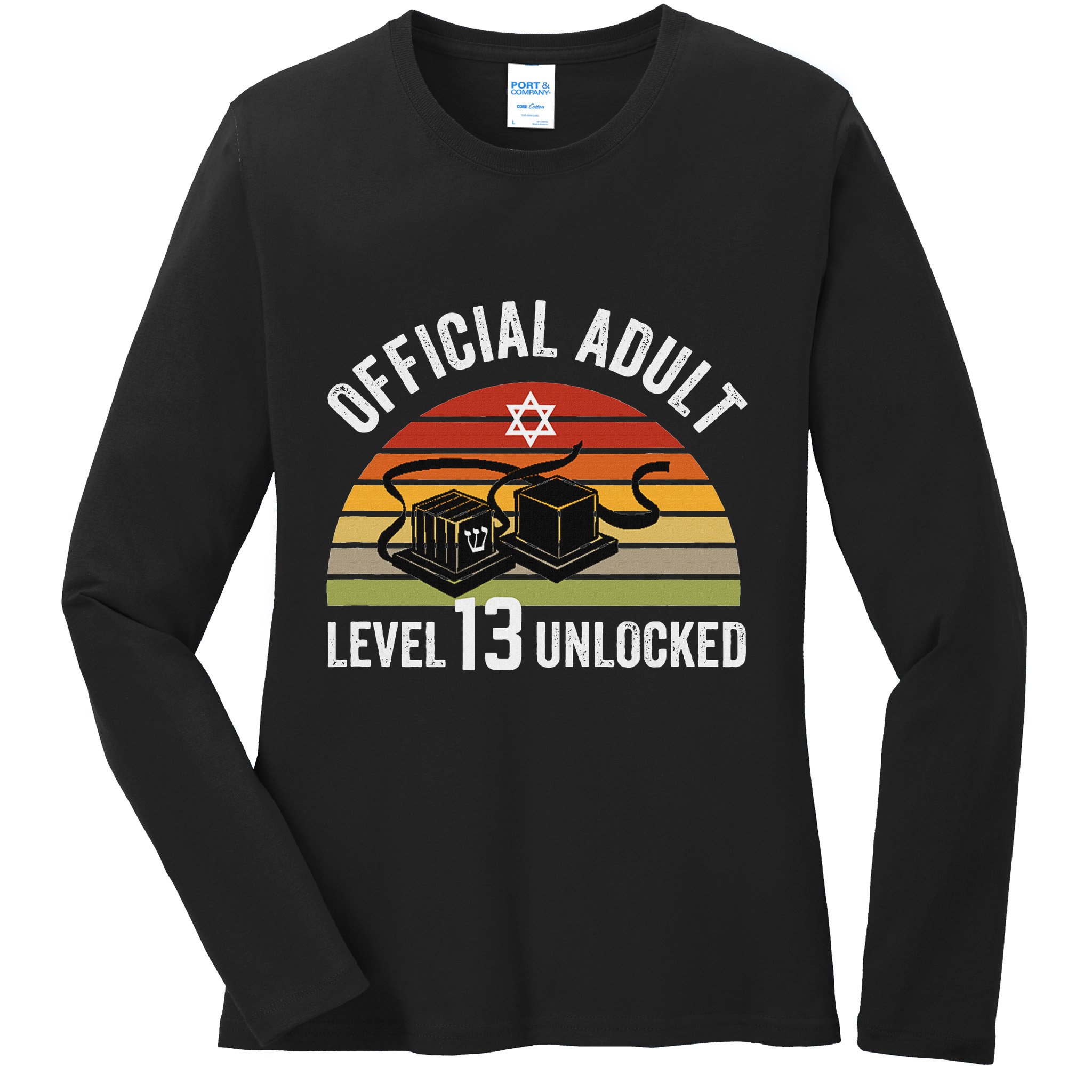 Level 13 Unlocked Adult 13th Jewish Bar Mitzvah Boy Ladies Long Sleeve Shirt
