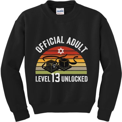 Level 13 Unlocked Adult 13th Jewish Bar Mitzvah Boy Kids Sweatshirt