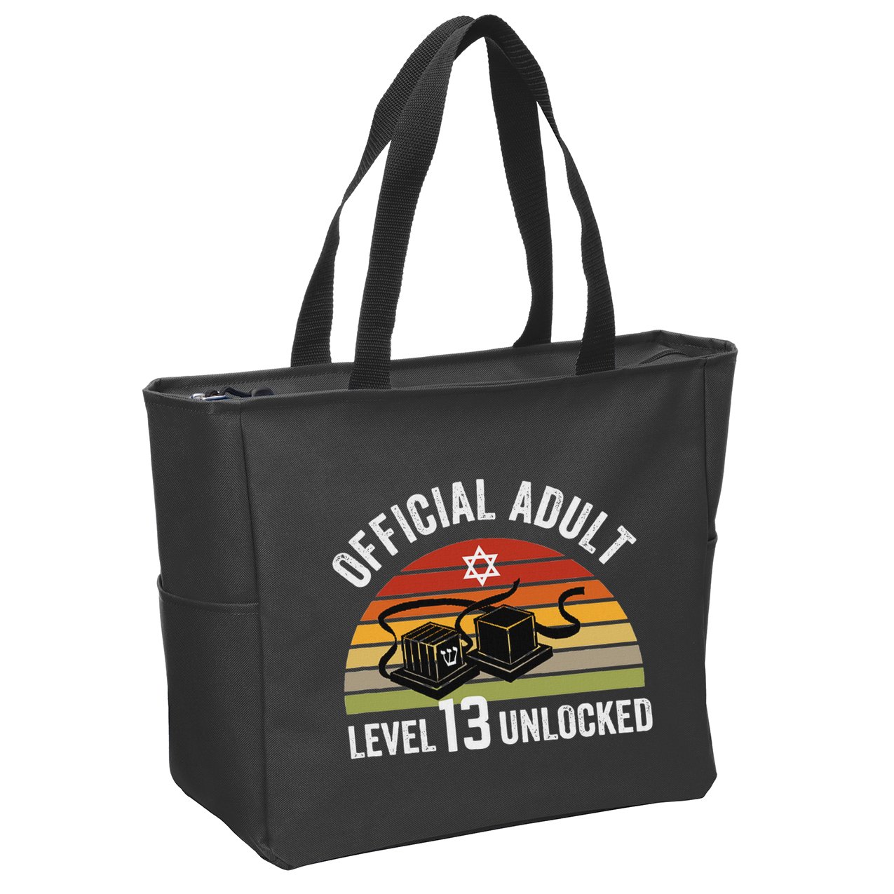 Level 13 Unlocked Adult 13th Jewish Bar Mitzvah Boy Zip Tote Bag