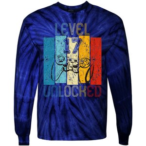 Level 17 Unlocked Funny Video Gamer 17th Birthday Gift Tie-Dye Long Sleeve Shirt