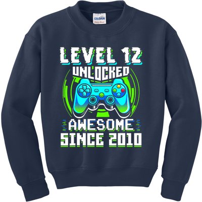 Level 12 Unlocked Awesome Since 2010 Gamer 12th Birthday Kids Sweatshirt