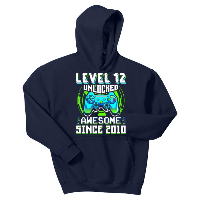 Level 12 Unlocked Awesome Since 2010 Gamer 12th Birthday Kids Hoodie