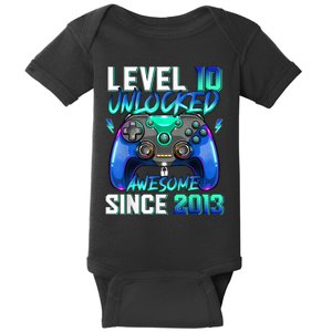 Level 10 Unlocked Awesome Since 2013 10th Birthday for Boys Baby Bodysuit