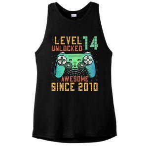 Level 14 Unlocked 14th Birthday 14 Year Old Gifts Ladies PosiCharge Tri-Blend Wicking Tank