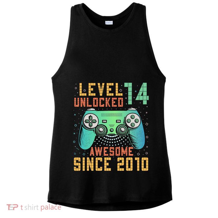 Level 14 Unlocked 14th Birthday 14 Year Old Gifts Ladies PosiCharge Tri-Blend Wicking Tank