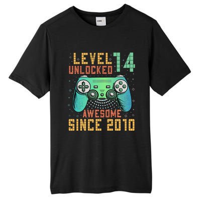 Level 14 Unlocked 14th Birthday 14 Year Old Gifts Tall Fusion ChromaSoft Performance T-Shirt