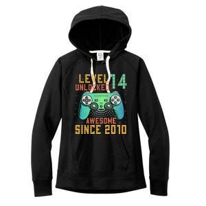 Level 14 Unlocked 14th Birthday 14 Year Old Gifts Women's Fleece Hoodie