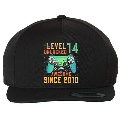 Level 14 Unlocked 14th Birthday 14 Year Old Gifts Wool Snapback Cap