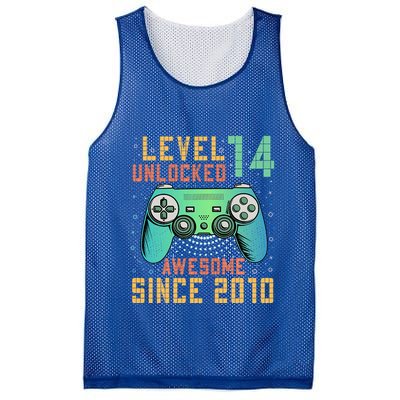 Level 14 Unlocked 14th Birthday 14 Year Old Gifts Mesh Reversible Basketball Jersey Tank