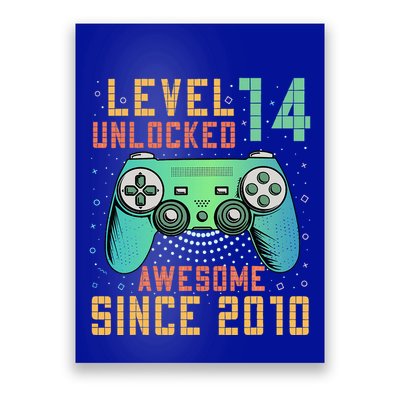Level 14 Unlocked 14th Birthday 14 Year Old Gifts Poster