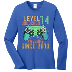 Level 14 Unlocked 14th Birthday 14 Year Old Gifts Ladies Long Sleeve Shirt