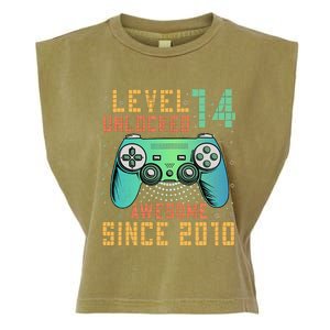 Level 14 Unlocked 14th Birthday 14 Year Old Gifts Garment-Dyed Women's Muscle Tee