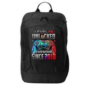 Level 14 Unlocked Awesome Since 2010 14th Birthday Gaming City Backpack