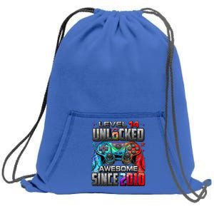 Level 14 Unlocked Awesome Since 2010 14th Birthday Gaming Sweatshirt Cinch Pack Bag