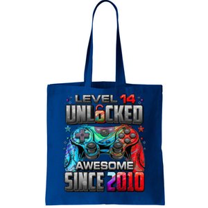 Level 14 Unlocked Awesome Since 2010 14th Birthday Gaming Tote Bag