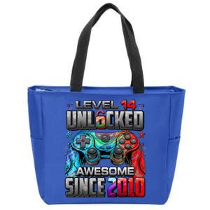 Level 14 Unlocked Awesome Since 2010 14th Birthday Gaming Zip Tote Bag