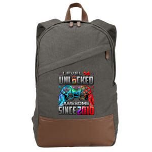 Level 14 Unlocked Awesome Since 2010 14th Birthday Gaming Cotton Canvas Backpack