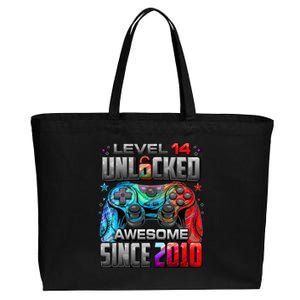 Level 14 Unlocked Awesome Since 2010 14th Birthday Gaming Cotton Canvas Jumbo Tote