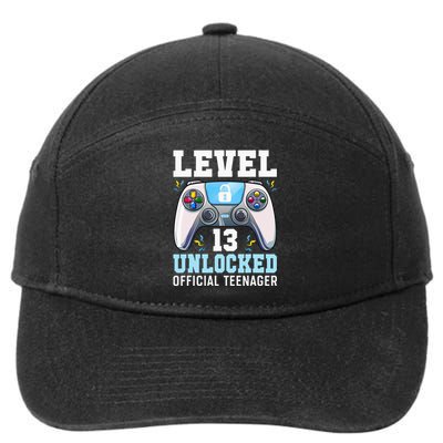 Level 13 Unlocked Video Game 13th Birthday Gamer Kids 7-Panel Snapback Hat