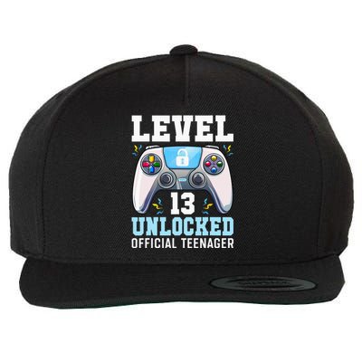 Level 13 Unlocked Video Game 13th Birthday Gamer Kids Wool Snapback Cap