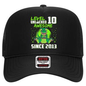 Level 10 Unlocked Awesome Since 2013 10th Birthday Gaming High Crown Mesh Back Trucker Hat