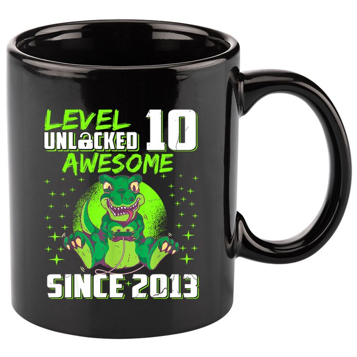 Level 10 Unlocked Awesome Since 2013 10th Birthday Gaming 11oz C Handle Ceramic Mug