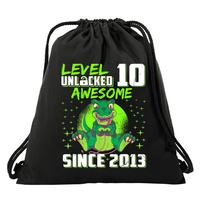 Level 10 Unlocked Awesome Since 2013 10th Birthday Gaming Drawstring Bag