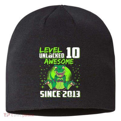 Level 10 Unlocked Awesome Since 2013 10th Birthday Gaming Sustainable Beanie