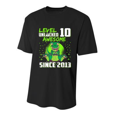 Level 10 Unlocked Awesome Since 2013 10th Birthday Gaming Youth Performance Sprint T-Shirt