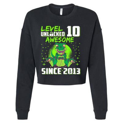Level 10 Unlocked Awesome Since 2013 10th Birthday Gaming Cropped Pullover Crew