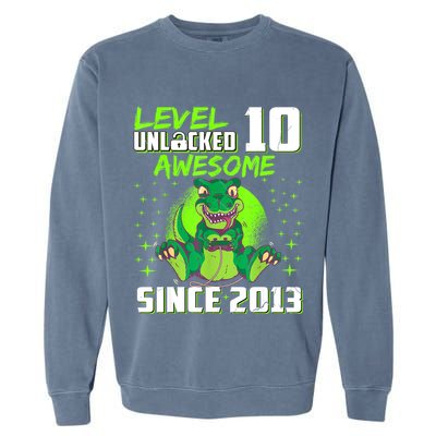 Level 10 Unlocked Awesome Since 2013 10th Birthday Gaming Garment-Dyed Sweatshirt