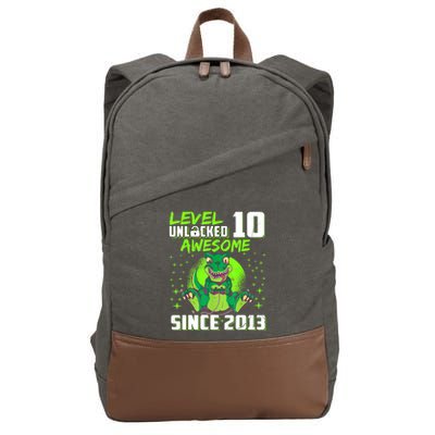 Level 10 Unlocked Awesome Since 2013 10th Birthday Gaming Cotton Canvas Backpack
