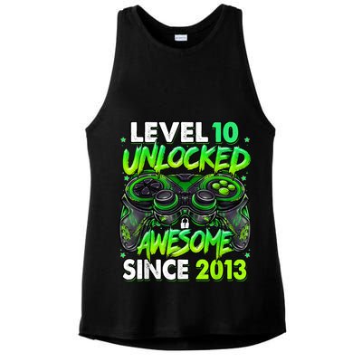 Level 10 Unlocked Awesome Since 2013 10th Birthday Gaming Ladies PosiCharge Tri-Blend Wicking Tank
