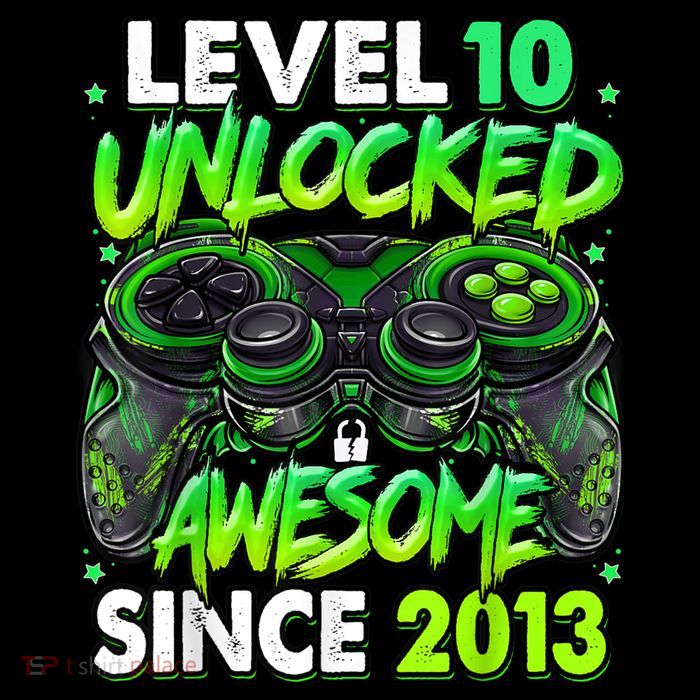 Level 10 Unlocked Awesome Since 2013 10th Birthday Gaming Tall T-Shirt