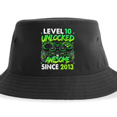 Level 10 Unlocked Awesome Since 2013 10th Birthday Gaming Sustainable Bucket Hat