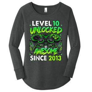 Level 10 Unlocked Awesome Since 2013 10th Birthday Gaming Women's Perfect Tri Tunic Long Sleeve Shirt