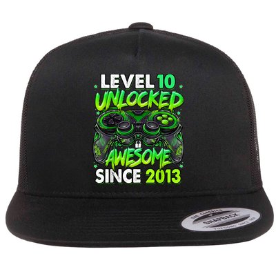 Level 10 Unlocked Awesome Since 2013 10th Birthday Gaming Flatbill Hat