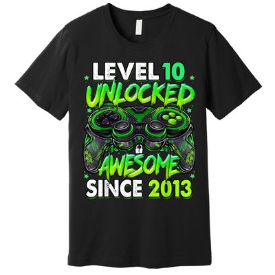 Level 10 Unlocked Awesome Since 2013 10th Birthday Gaming Premium T-Shirt