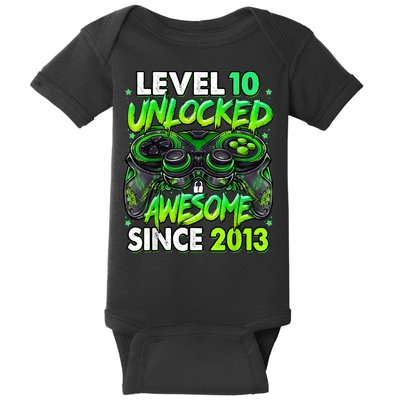 Level 10 Unlocked Awesome Since 2013 10th Birthday Gaming Baby Bodysuit